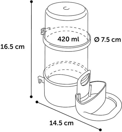 Flamingo Ταΐστρα / Ποτίστρα για Καναρίνι 420ml σε Γαλάζιο Χρώμα