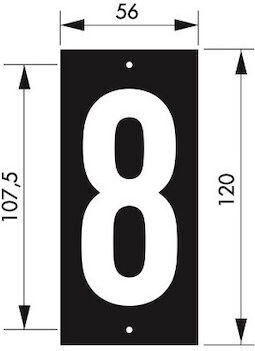 Thirard Πινακίδα με Αριθμό 8 σε Λευκό Χρώμα 12cm 00967178