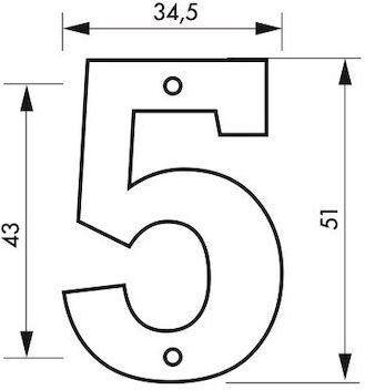 Thirard Πινακίδα με Αριθμό 5 σε Χρυσό Χρώμα 5.1cm 00967195
