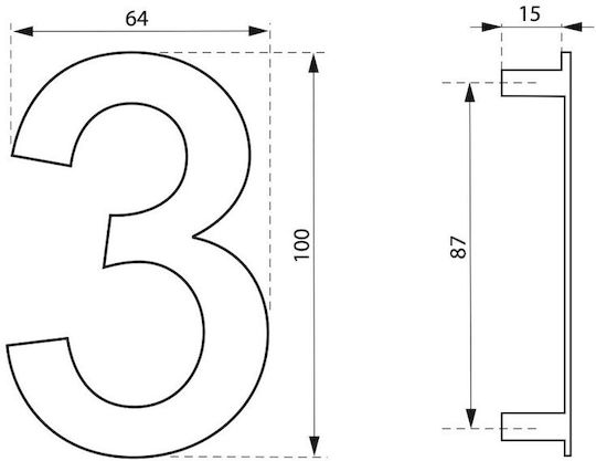 Thirard Placă cu Număr 3 în Argintiu Culoare 10cm 00067553