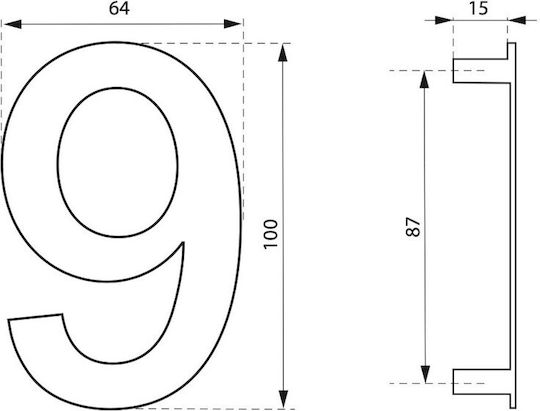Thirard Πινακίδα με Αριθμό 9 σε Ασημί Χρώμα 10cm 00067559