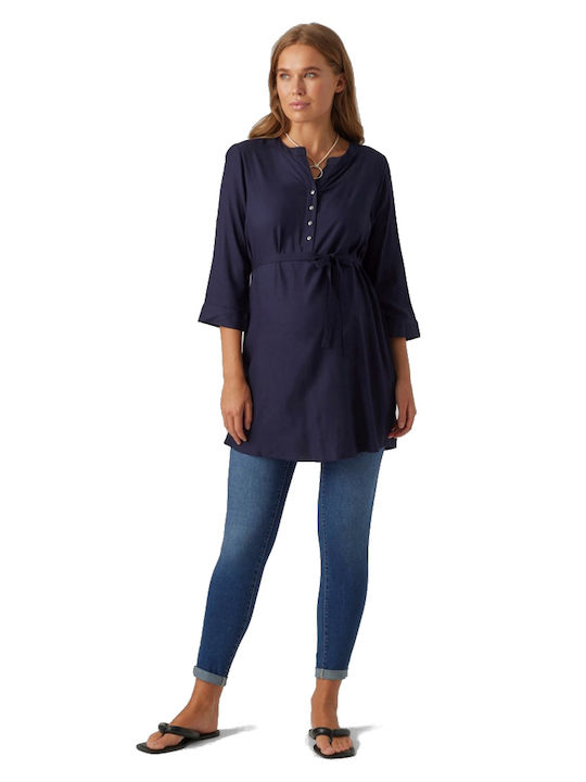 Mamalicious Maternity Dress Top Navy Blue