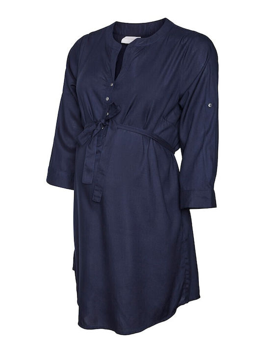 Mamalicious Maternity Dress Top Navy Blue