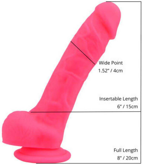Loving Joy Silicone Dildo Ρεαλιστικό Dildo με Όρχεις και Βεντούζα Ροζ 20cm