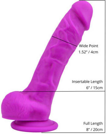 Loving Joy Silicone Dildo Realistic Dildo with Suction Cup Purple 20cm