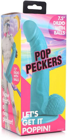 Pop Peckers Реалистично дилдо с Топки и Вендуза Светлосин 19см