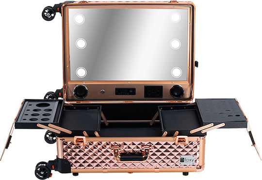 Foxy Metallic Cosmetic Case Wheeled Rose gold H45xW58xD22.5cm
