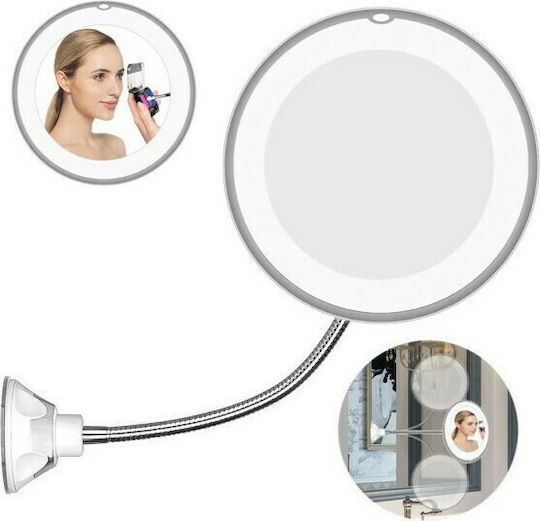 Factory Καθρέπτης Μακιγιάζ Τοίχου με Φως Zoom x10 Ασημί