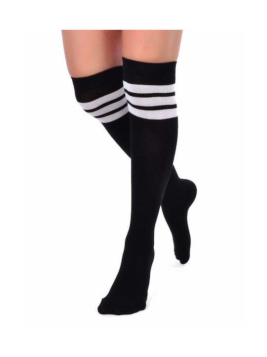 Axidwear Damen Gemusterte Socken Schwarz 1Pack