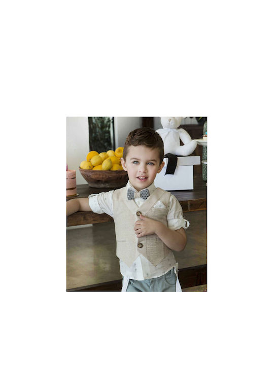 Dolce Bambini Βαπτιστικό Κοστούμι με Γιλέκο για Αγόρι Λινό Μπεζ