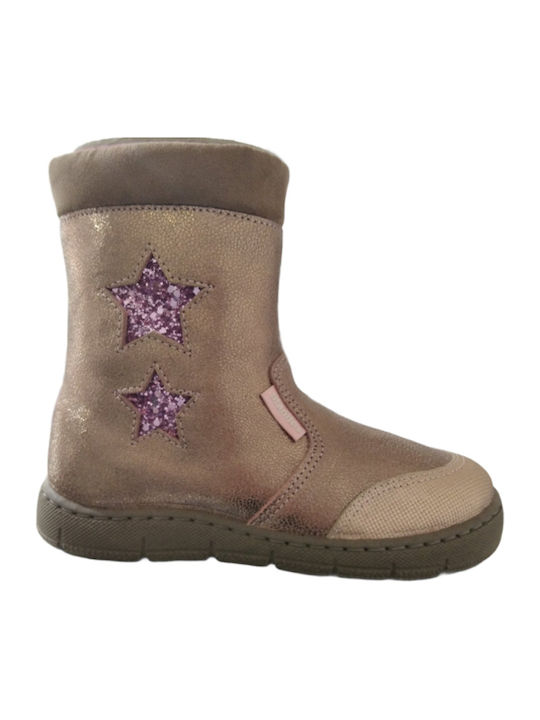 Titanitos Kids Leather Boots with Zipper Pink