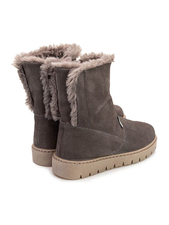 Leather Kids Boots with Zipper Gray