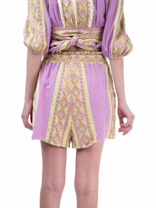 Lace Women's High Waist Shorts Lilac