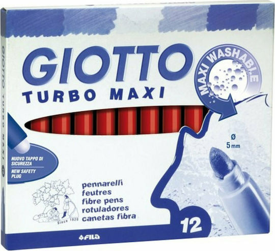 Giotto Turbo Maxi Roșii Lavabil Marker de Desen 5mm