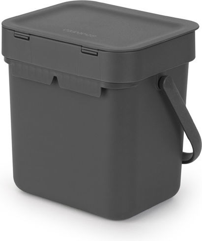 Brabantia Sort&Go Кошче Отпадъци Пластмасов Сив 3лт 1бр Brabantia Sort&Go Кошче Отпадъци Пластмасов Сив 3лт 1бр