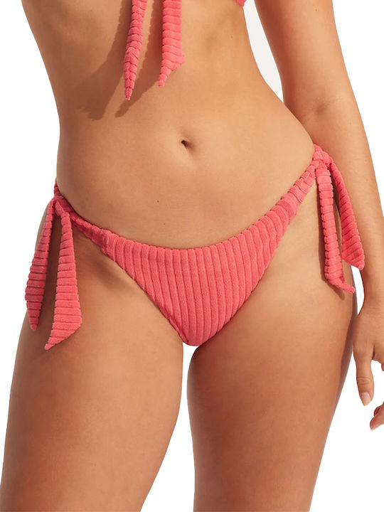 Bikini Slip με Κορδονάκια Ροζ
