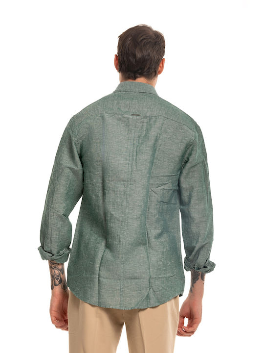 Vittorio Artist Men's Shirt Long Sleeve Linen Green