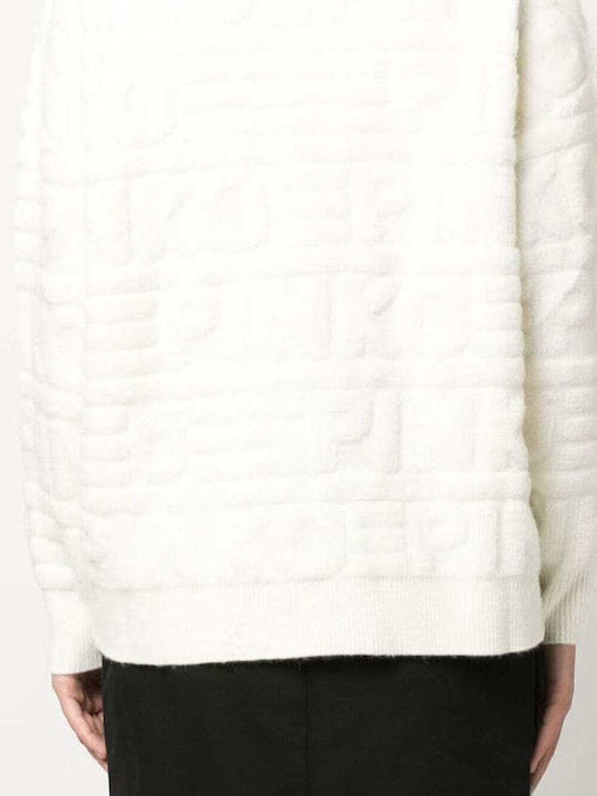 Pinko Women's Long Sleeve Sweater with V Neckline White