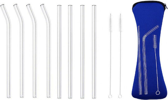 Straws Glass with Brush 8pcs