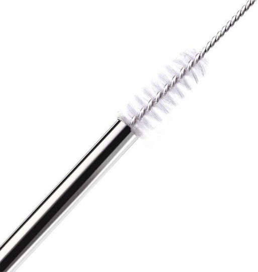 Set Straws Metal Silver with Brush 8pcs