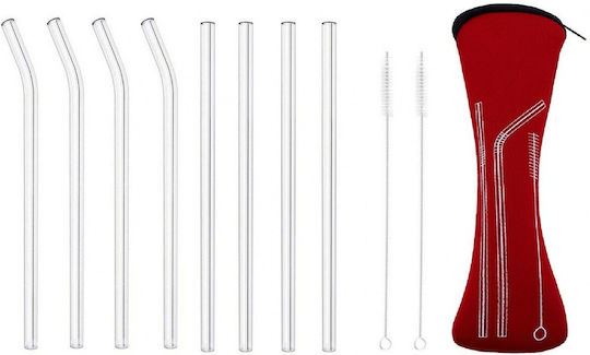 Straws Glass with Brush 8pcs