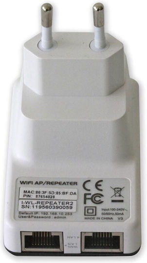Techly I-WL-REPEATER2 WiFi Extender Single Band (2.4GHz) 300Mbps με 2 Ethernet