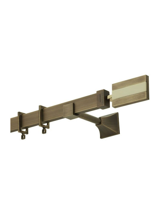 Zogometal Metallic Curtain Pole Flat Collection Double with Rail Φ30mm 160cm Bronze