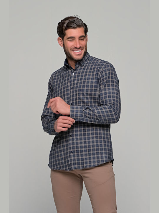 Poli Gianni Men's Shirt Long Sleeve Checked Multicolour