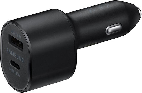 Samsung Φορτιστής Αυτοκινήτου 60W Γρήγορης Φόρτισης με Θύρες: 1xUSB 1xType-C μαζί με Καλώδιο Type-C Μαύρος