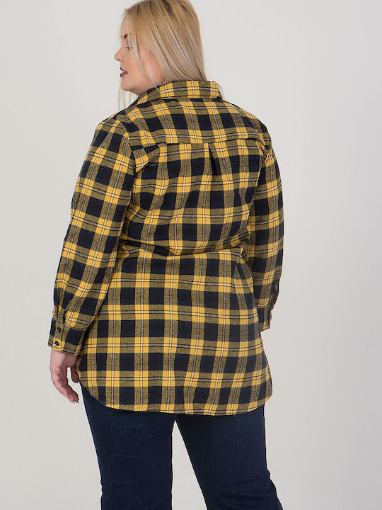 Honey Women's Checked Long Sleeve Shirt Yellow