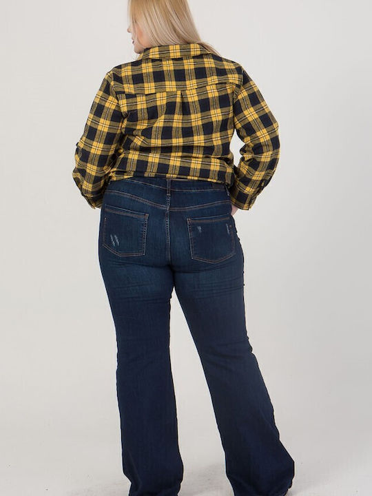 Women's Checked Long Sleeve Shirt Yellow