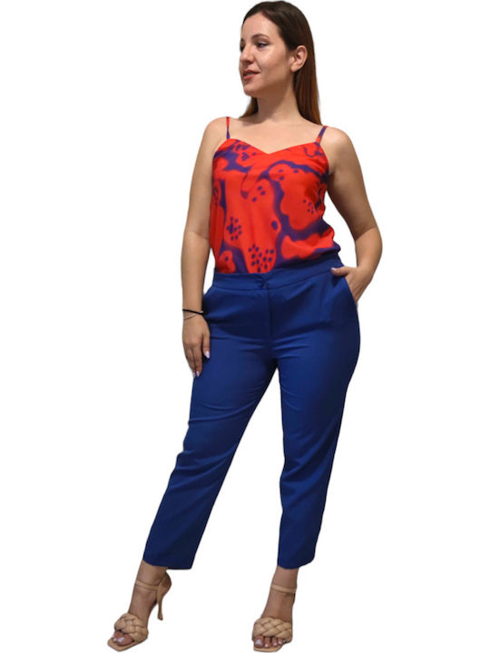 Women's Fabric Trousers Straight Line Blue