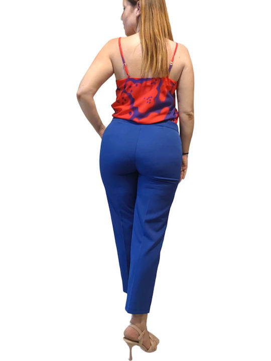 Women's Fabric Trousers Straight Line Blue