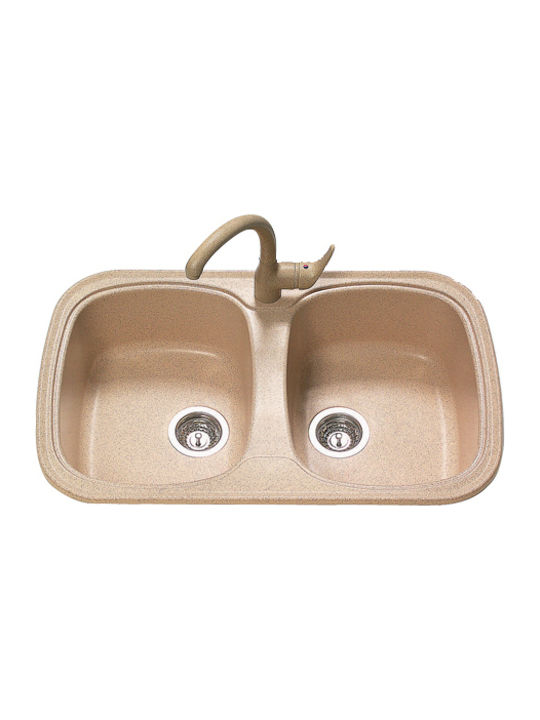 Sanitec Classic Drop-In Spüle aus Verbundgranulat B82xT50cm Metallic Cream