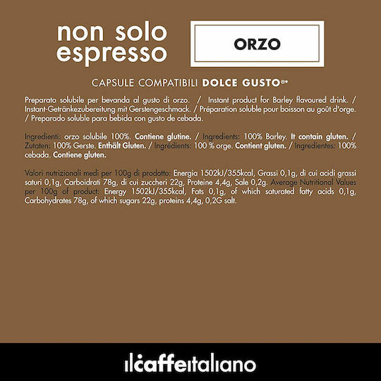 IL Caffe Italiano Capsule Espresso Orzo Decafeinizat Compatibile cu Mașina Dolce Gusto 16capace