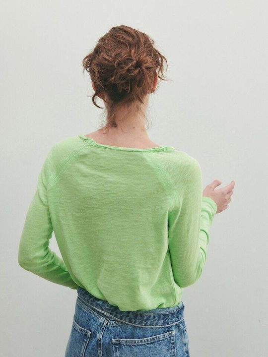 American Vintage Women's Summer Blouse Long Sleeve Green