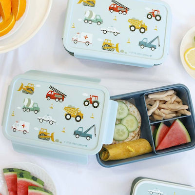 A Little Lovely Company Vehicles Kids Lunch Plastic Box Multicolour