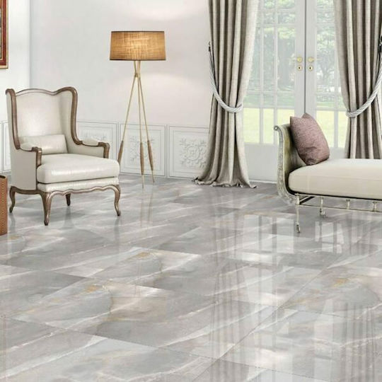 LV Granito 6369 Подова Плочка За Закрито Порцелан Гланцирано Покритие 60x120см Сива