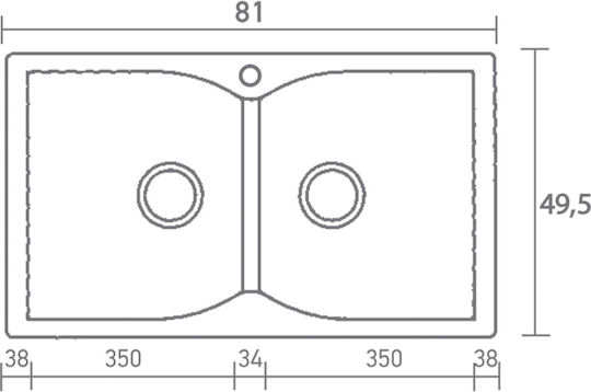 Sanitec Classic 322 Unterbau Küchenspüle 81x50cm Sanitec Classic 322 Unterbau Küchenspüle 81x50cm