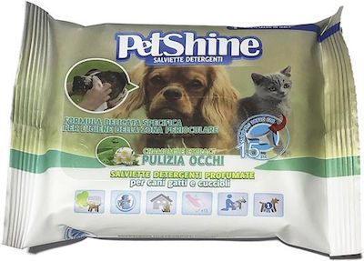 Pet Camelot Petshine 15 Μαντηλάκια Σκύλου για Καθαρισμό Αυτιών με Άρωμα Πράσινο Τσάι