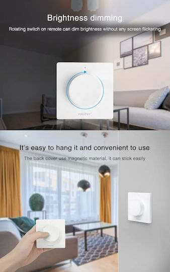 GloboStar Wall Mounted Dimmer Switch with Frame LED Rotary in White Color