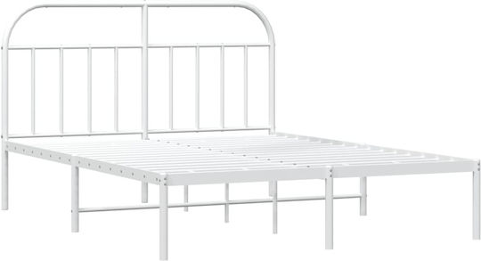 Doppelbett Aus Metall Weiß Mit Lattenrost Für Matratze 140x200cm