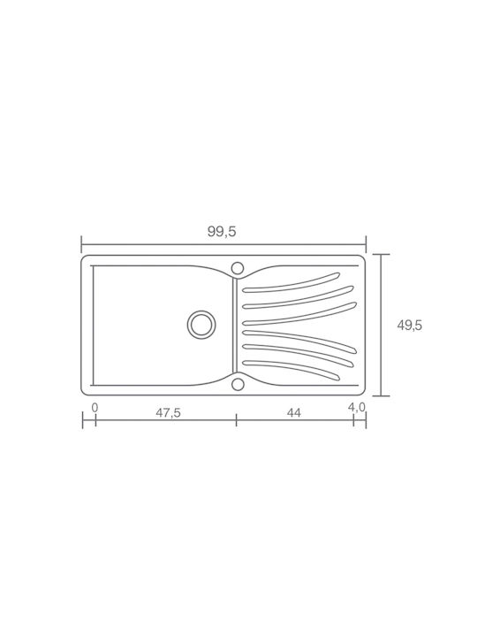 Sanitec Classic Drop-In Spüle aus Verbundgranulat B100xT50cm Granite Celtic Stone