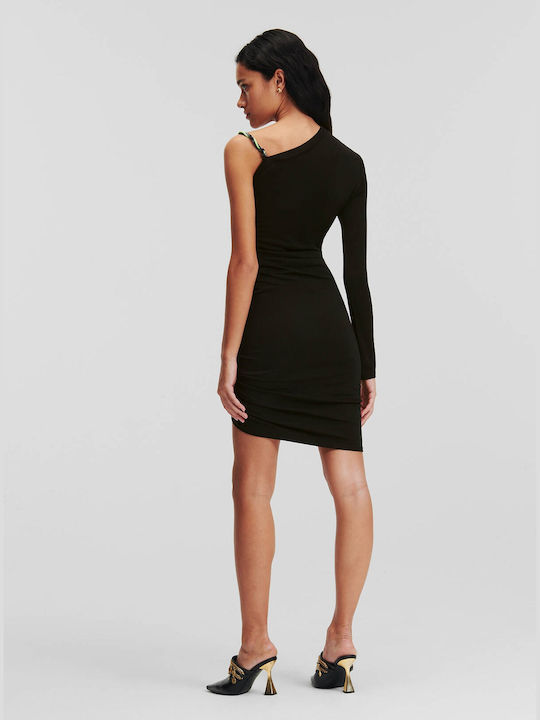 Karl Lagerfeld Καλοκαιρινό Mini Βραδινό Φόρεμα Μαύρο