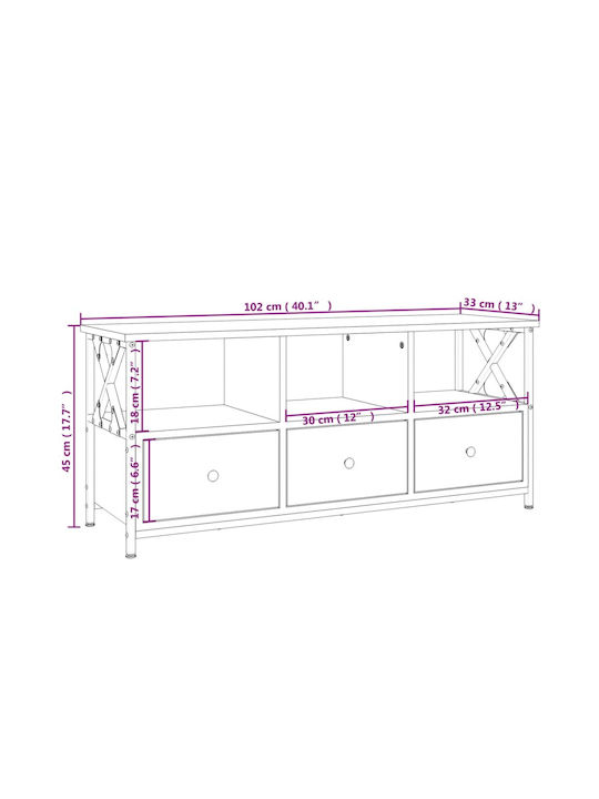 TV Stand Wooden Brown L102xW33xH45cm