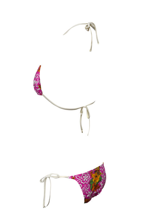 Set Bikini Triunghi Floral Fuchsia