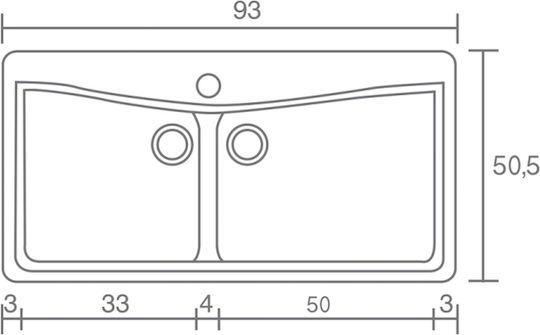 Sanitec Classic Drop-In Chiuvetă Dreapta din Granit Sintetic L93xW51cm albastru granit