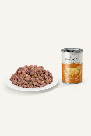 Canagan Feast Wet Food for Puppies in Cans with Chicken, Calf, Meat, Vegetables, Carrot, Broccoli and Salmon Grain-Free 400gr