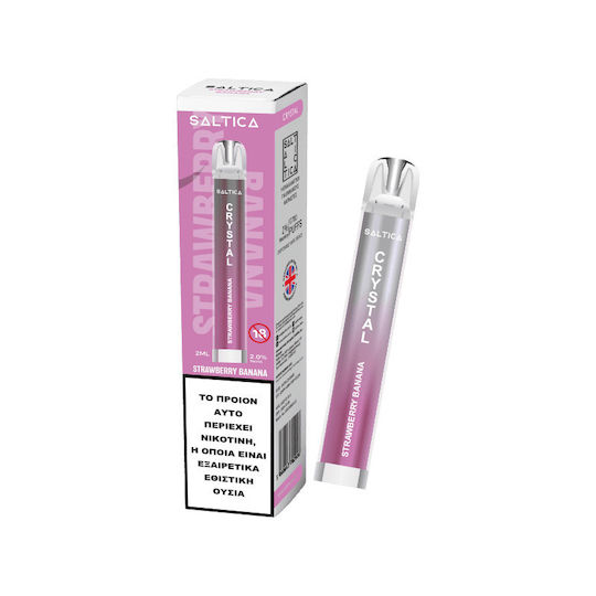 Saltica Crystal Ηλεκτρονικό Τσιγάρο μιας Χρήσης 700 Εισπνοών Strawberry Banana 2ml 20mg Κόκκινο