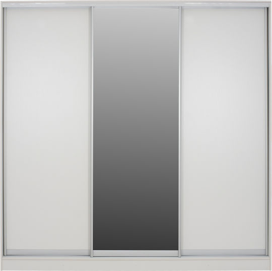 Тройна врата Гардероб Плъзгащи се ADLER с Огледало Бял 183x60x220см